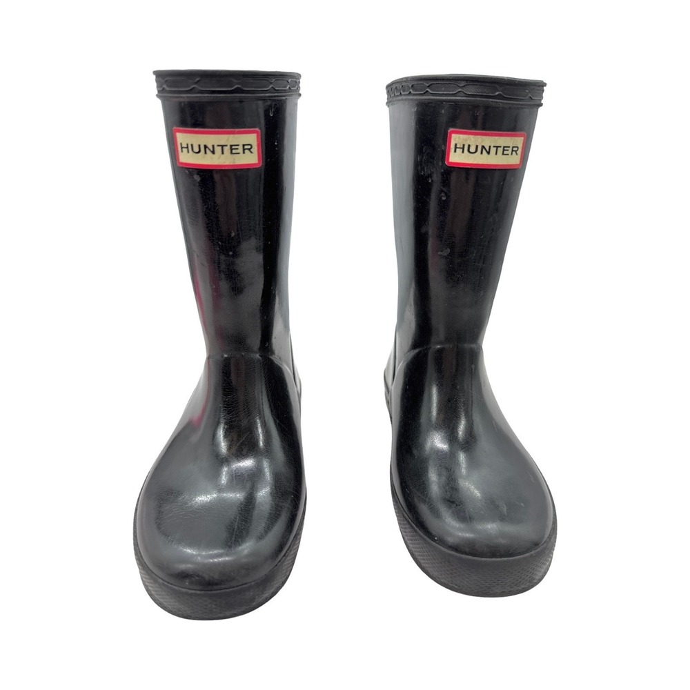 Hunter Kids Rain‎ Boots Size US 10 Blue Gloss First Classic Pull On Wellies